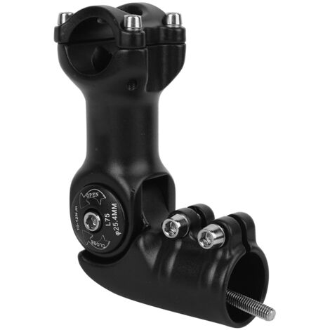 Tige de vélo de montage réglable en alliage d'aluminium 6061 T6 noir - Accessoire d'extension pour vélo 25.4x75 mm