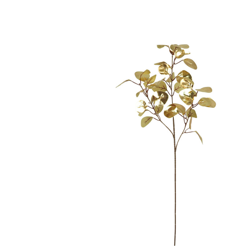Tige d'eucalyptus artificielle dorée 70cm lot de 3