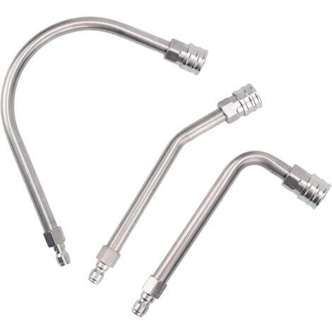 Tige d'extension pour nettoyeur haute pression à angles multiples - Durabilité - Accessoires de nettoyage en acier inoxydable - Outil de gouttière pour nettoyeur haute pression