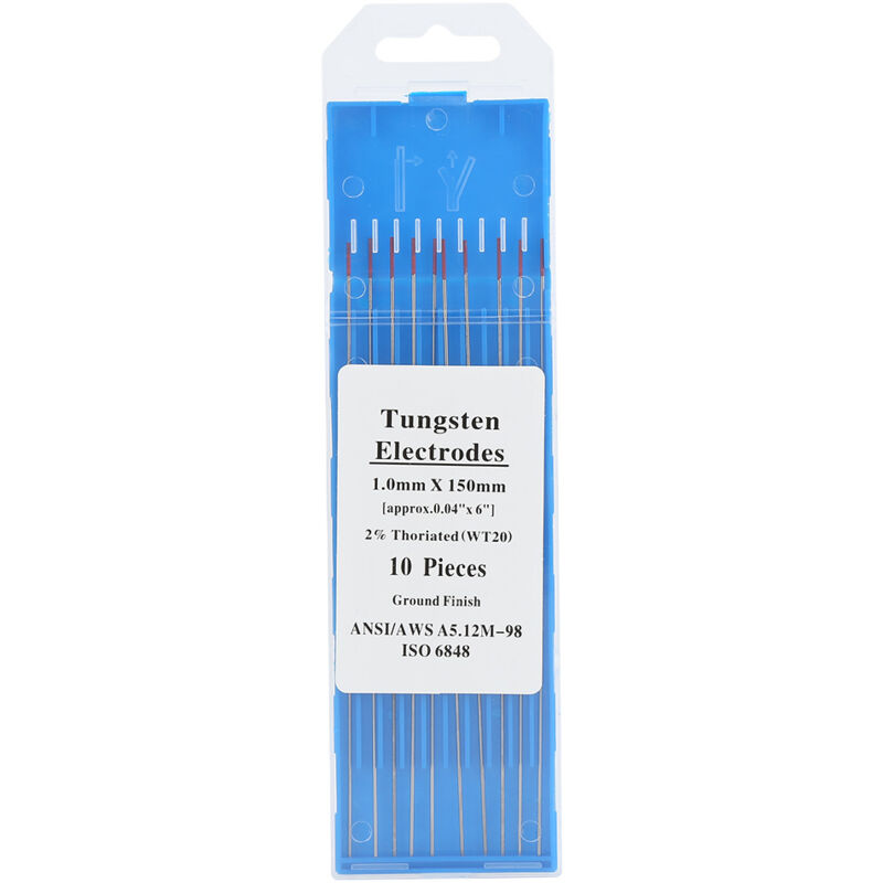 Tige en tungstène thorié, aiguille en tungstène à tête rouge WT20 (1.0mm x 150mm), 10 pièces