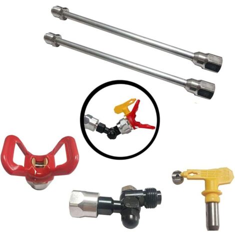 Tige Extension 2 x 30 CM pour Pulvérisateur Airless Buse Rallonge Pistolet Peinture+Buse Siège+Buse+Tête universelle