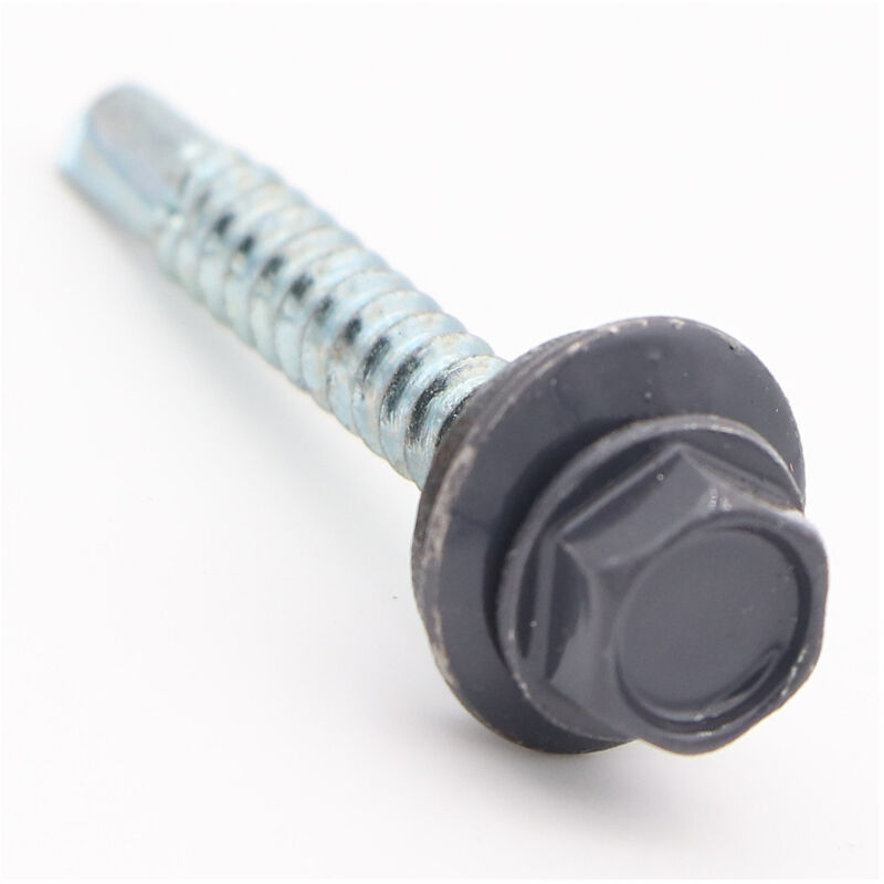 Vis autoperceuse Tête hexagonale TH 4.8X35 Rondelle d"étanchéite avec joint néoprene EPDM Acier zingué RAL7024-400 pièces