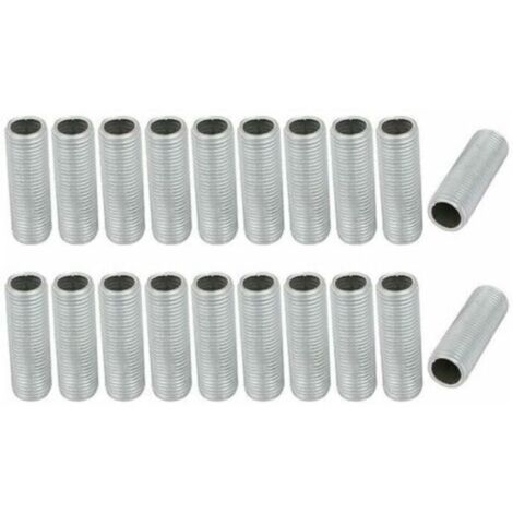 Tige filetée creuse M10 × 30 mm pour luminaires – Zingué argenté, lot de 20 pièces pour réparation et montage de lampes