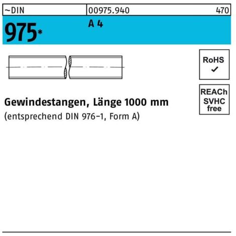 Tige filetée DIN 975 M8x 1000mm A 4 1 pièce