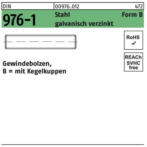 Tige filetée DIN 976 m.Kegelkuppen
