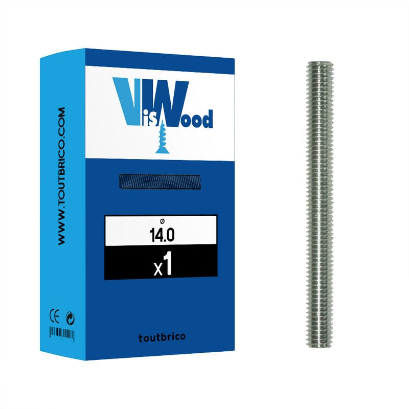 Tige filetée M14 longueur 1m classe 8.8 zingué Viswood