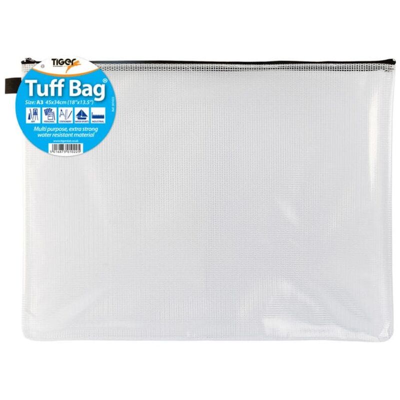 Zoro Select - Tiger Tuff Bag Polypropylene A3 500 Micron Clear with Assorted Colour Zips