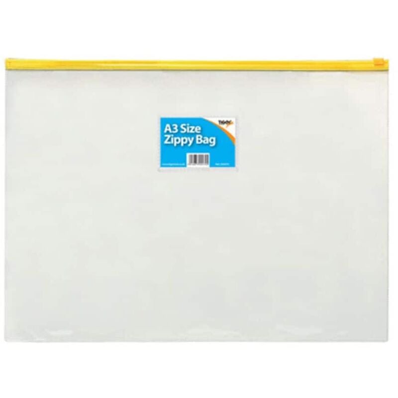 Zoro Select - Tiger Zippy Bag Polypropylene A3 180 Micron Clear with Assorted Colour Zips