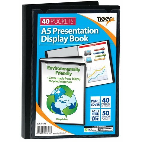 Tiger A5 Presentation Display Book 40 Pocket Black