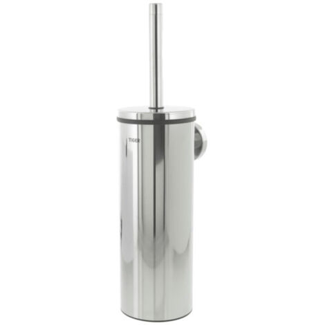 Tiger Boston Scopino e Portascopino da WC, Acciaio Inox Lucidato, 9,3 x 35,6 x 12,6 cm
