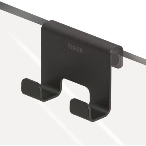 Tiger Caddy Gancio Doccia Cubico, Nero, Gomma in Silicone (SR), BxHxT: 7 x 5 x 3,5 cm
