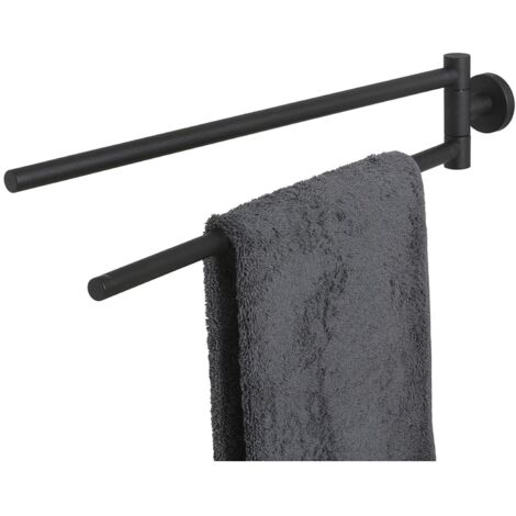 Tiger Handtuchhalter 2 armig Wand Boston, Handtuchstange zweiarmig zum Bohren, Edelstahl schwarz