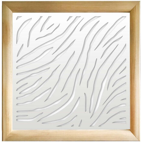 TIGER - Modules décoratifs en bois et PVC - Dimension : 48x48 cm - Couleur : blanc