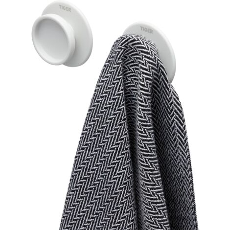 Tiger Tess, Gancio portasciugamani, Bianco (set da 2), 19x53x53mm
