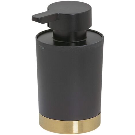 Tiger Tune Dispenser per Sapone Liquido Indipendente, ABS, Ottone Spazzolato, Nero, 6.8 x 12.4 x 8.3 cm