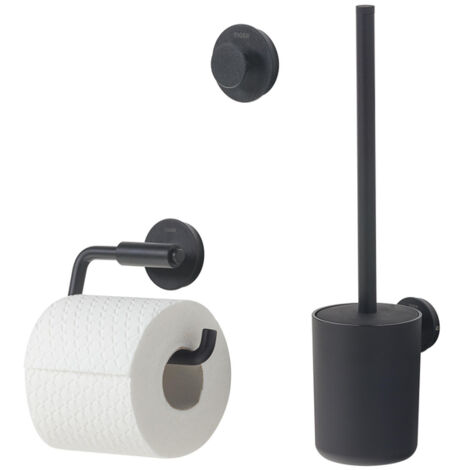 Tiger Urban Ensemble accessoires wc - brosse avec suport - porte-rouleau - crochet serviette - Noir