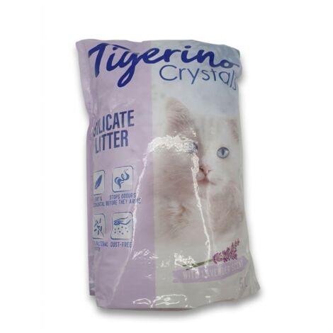 TIGERINO - Litière de silice Crystals - 5L - Parfum Lavande - Ultra absorbante et antibactérienne - Voir photos