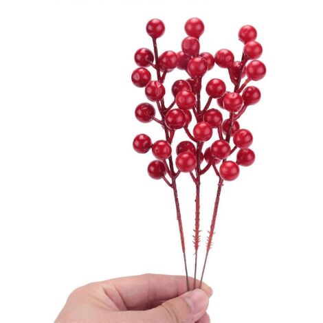 Tiges de baies rouges artificielles pour décorations de sapin de Noël ---