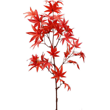 Tiges de feuilles d'érable simulées de 83cm de longueur branche artificielle réaliste ornement pour la décoration de la maison rouge