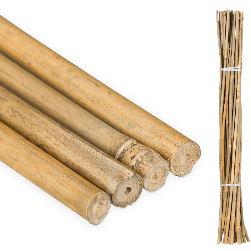 Tiges en bambou 105 cm, lot de 25, en bambou naturel, tuteur pour plantes ou décoration, bâtons pour bricoler, naturel
