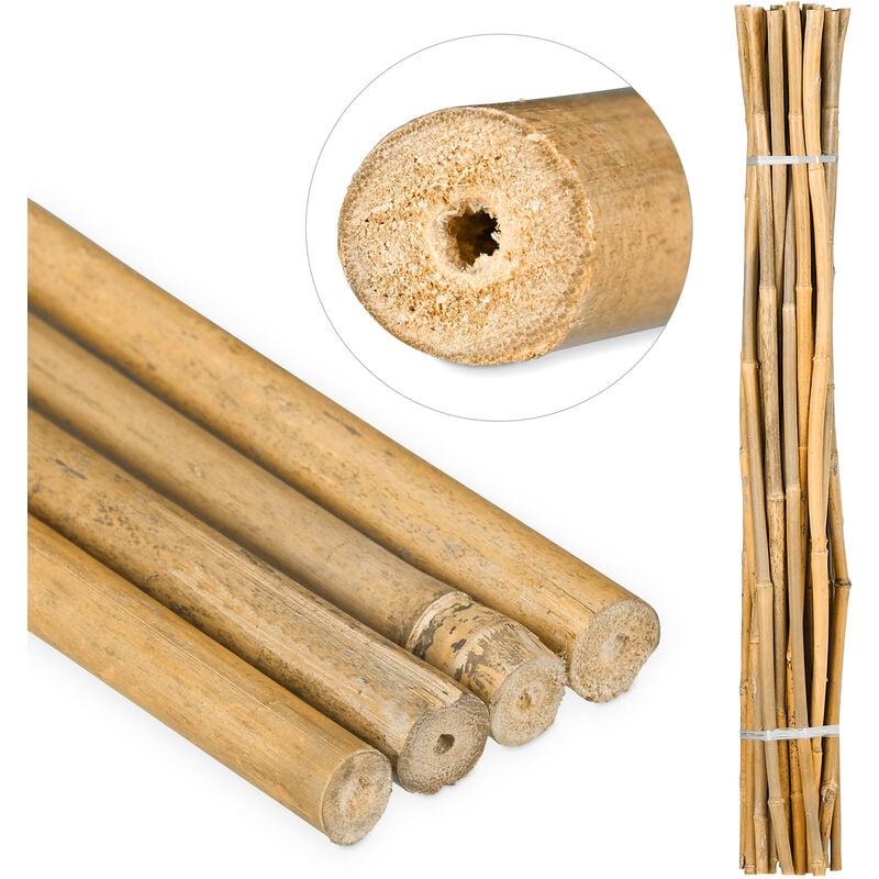 Tiges en bambou 120 cm, lot de 25, en bambou naturel, tuteur pour plantes ou décoration, bâtons pour bricoler, naturel