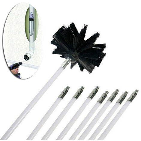 Tiges flexibles 8 pièces + 1 pc tête de brosse nettoyeur de cheminée balayage cheminées rotatives foyers de nettoyage de paroi intérieure nettoyeur de cheminées accès