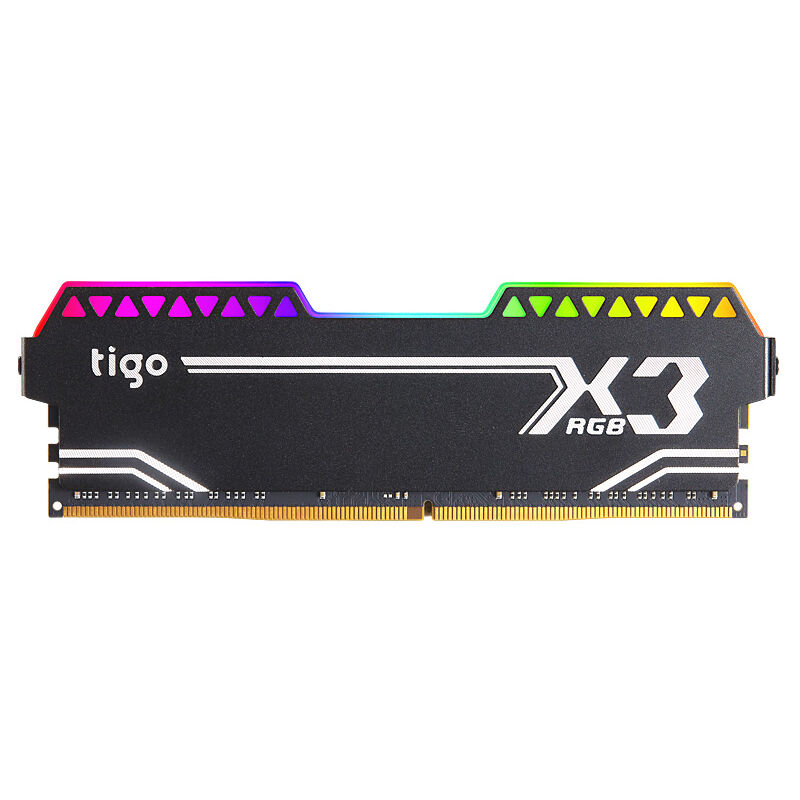 

Tigo X3 RGB DDR4 8GB 3200MHz CL16 1.35V 288Pin Soporte de memoria de escritorio XMP2.0 / Sincronizacion de efecto de iluminacion, Negro, 8GB 3200MHZ