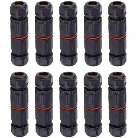 Tigrezy 10er-Pack wasserdichte Elektrokabel, Außenkabelverbinder für wasserdichte Anschlussdosen, IP68 wasserdichter Elektrokabelverbinder für 3-polige Außensteckdosen