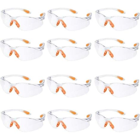 Tigrezy 12er-Pack Schutzbrille, Augenschutzbrille, Arbeit mit klarer Linse, Gumminase, Baustelle, Arbeitsschutzbrille, kratzfest