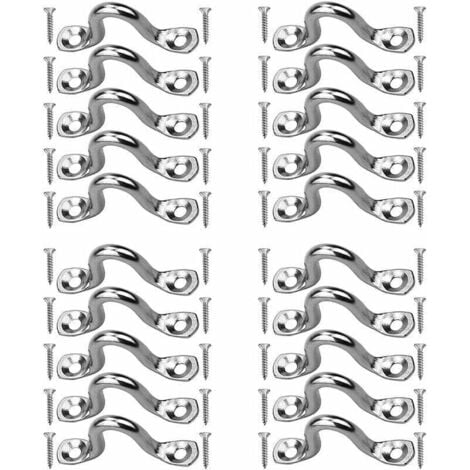 Tigrezy 20 Pièces Plaque Oeillet Acier Inoxydable, Boucles De Pont pour Kayaks Pontet INOX, Forme à Bosse Boucle Fixe, Pontet INOX Oeil Plaques, avec 40 Pièces Vis, pour Kayak Canoe Rigging