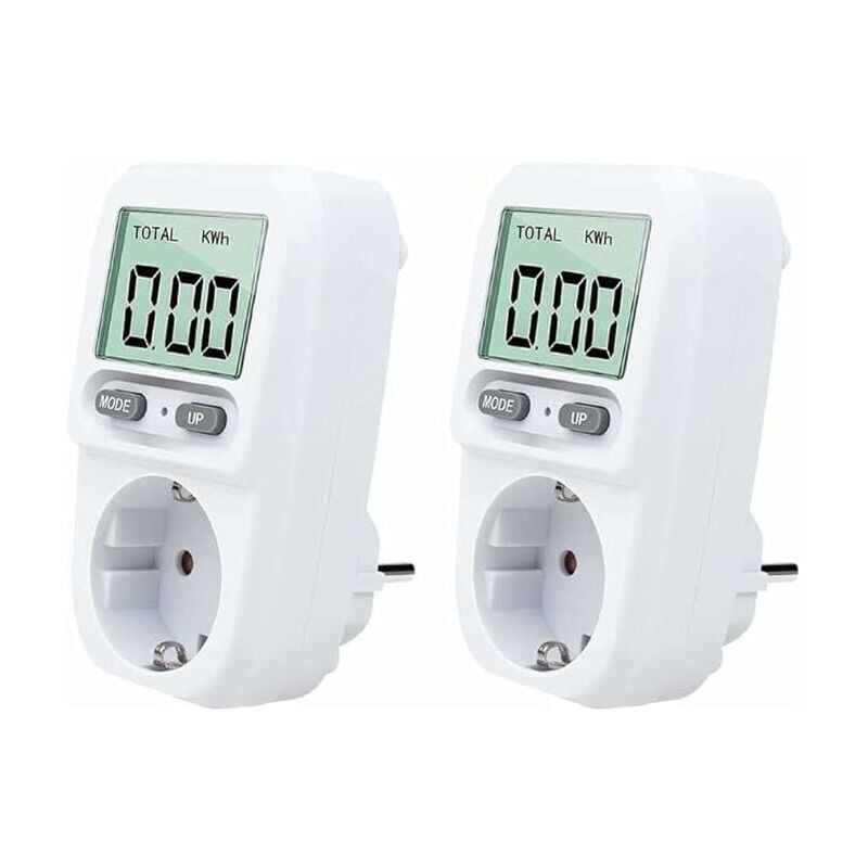 Tigrezy - 2PC Wattmeter Socket, Smart Portable Socket Energy Meter with lcd Display Screen, Overload Protection, Maximum Power 3680W, for Home