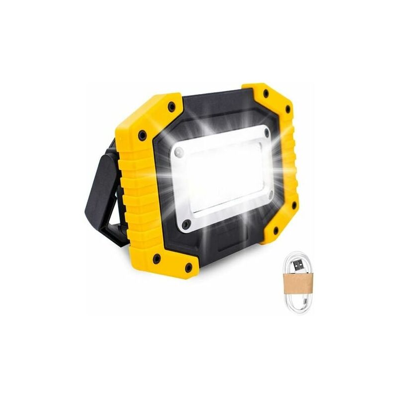 Tigrezy - 30W Floodlight Battery Security Light with 3 Modes cob Camping Floodlight with usb Waterproof for Fishing, Hiking(Battery not Included)