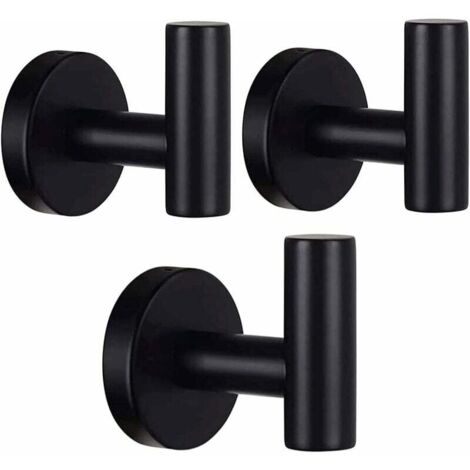 Tigrezy 3er-Set Badetuchhaken, mattschwarze Kleiderhaken, Kleiderhaken, Edelstahl SUS 304
