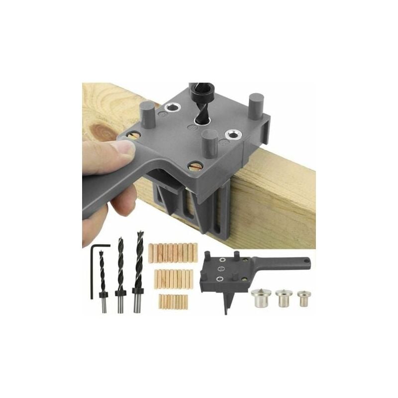 Tigrezy - 41PCS Dowel Drilling Jigs Dowel Drilling Jig Kit Straight Hole Woodworking Doweling Jig with 6/8/10mm Dowel Centering Jig for Handheld Wood