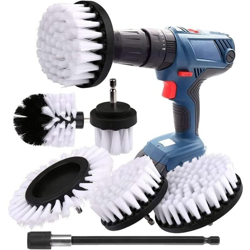 Tigrezy 6 PièCes Brosse de Nettoyage de Perceuse, Brosse pour Perceuse Voiture Carrelage Tapis Baignoire Cuisine Toilette Blanc éLectrique Brosse de