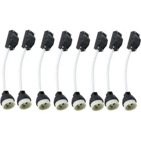 Tigrezy – 8 Stück Keramik-Gu10-Fassungen mit Kabelanschluss, 2 A, 250 V, Gu10-Lampenfassung, Sockel-Adapter mit Cise-isoliertem Kabel