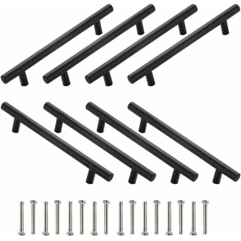 Tigrezy – 8-teiliges Set Schrankgriffe, Schubladenknöpfe, Möbelgriffe, Schwarz