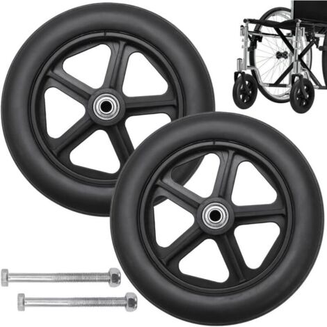Tigrezy 8-Zoll-Vorderräder, 2 Stück Ersatzräder für Rollstühle, Vollgummireifen mit Antirutschfunktion, 190 mm, Grau in Schwarz, Rollstuhlräder (Schwarz)