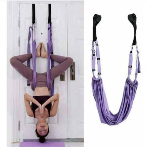 Tigrezy Aerial Yoga Gurt, Yoga-Hängematte, Yoga-Schaukel, Stretchband（Lila）
