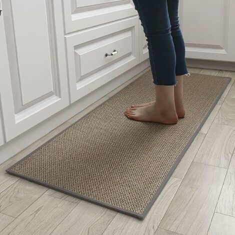 Tigrezy Anro Waschbare Küchenmatte, rutschfest, Sisal- und Jute-Imitation, gewebt – Küchen- und Esszimmermatte – Rückseite aus Naturkautschuk – 44 x 120 cm