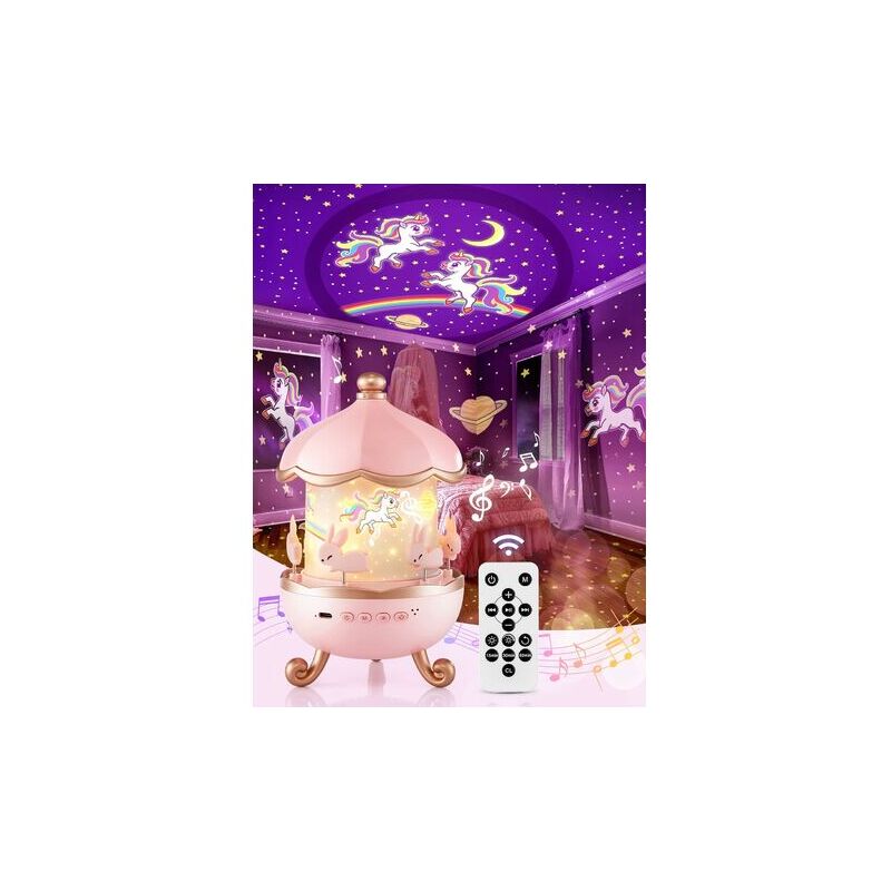 Baby Night Light Starry Sky Projector, Children's Night Light Musical and Luminous Night Light, 12 Themes 360° Rotation Remote Control Night Light