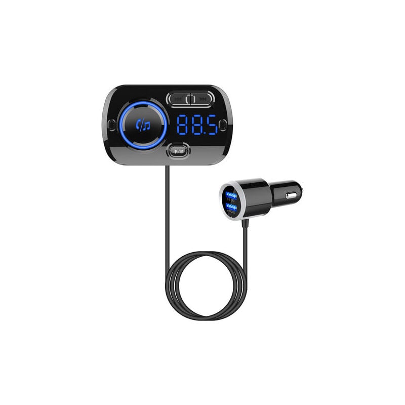 Tigrezy - Bluetooth 5.0 fm Transmitter Bluetooth Car Adapter fm Transmitter Car Charger Kit with QC3.0 & 5V/2.4A Ports, Hands-Free Calling, Colorful