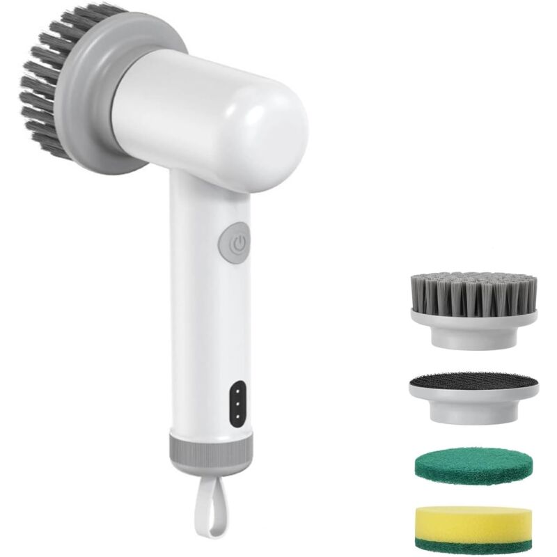 Tigrezy Brosse de Nettoyage électrique, Spin Power Scrubber avec 4 têtes de Brosse Interchangeables, étanche IP6 sans Fil pour Salle de Bain,