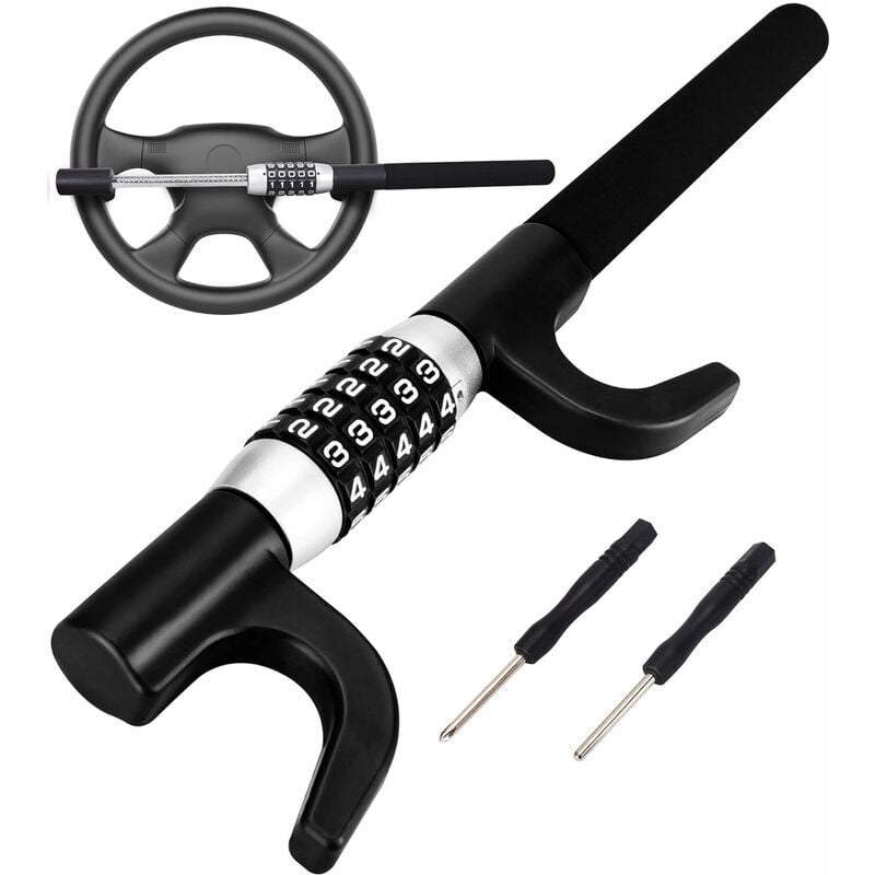 Car Anti-Theft, Car Anti-Theft Rod, Steering Wheel Lock, Robust and Secure Anti-Theft Bar, Universal (Black) - Tigrezy