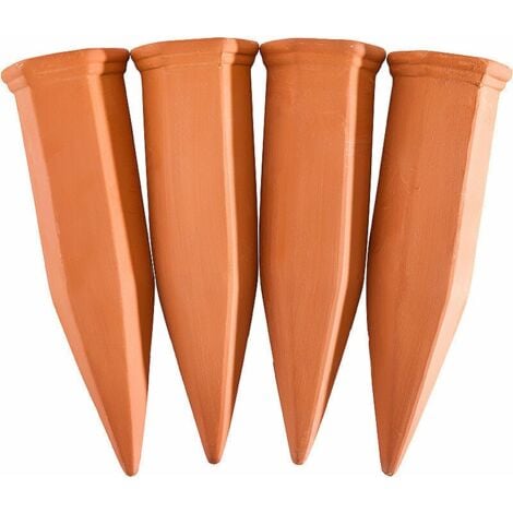 Tigrezy Clay Cone Watering Plant, Set of 4 Watering Accessories, 1L Plastic or Wine Bottles, Terracotta, 4.8 x 17.4 cm
