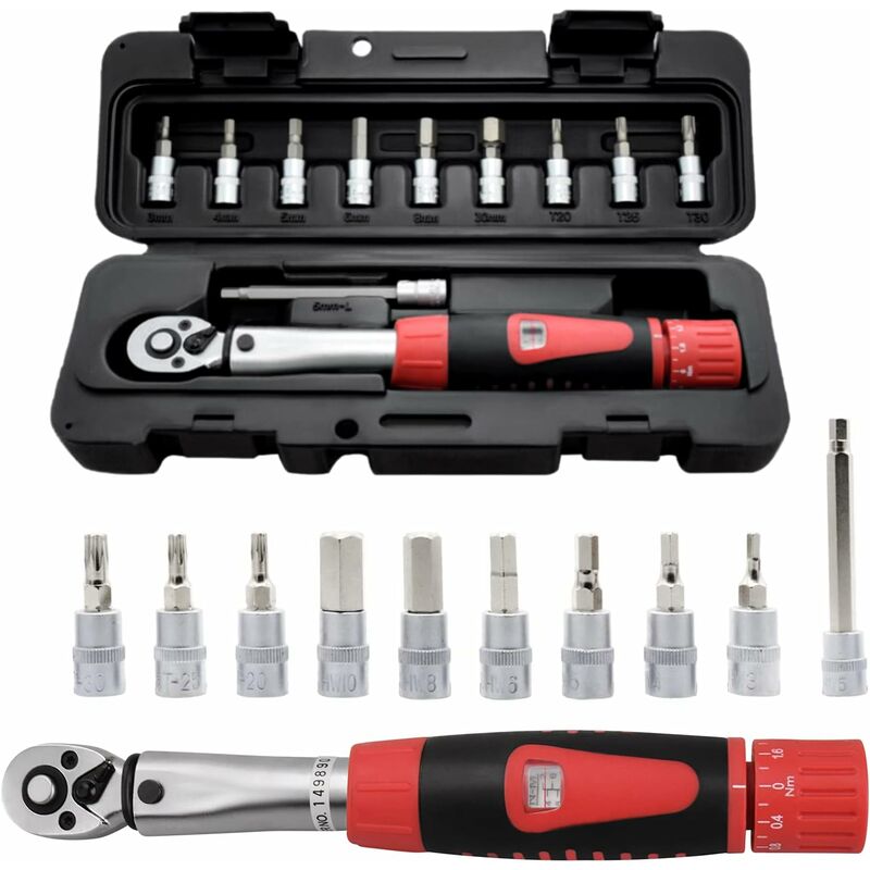 Clé Dynamométrique 1/4 Pouces, Précision ± 3% Jeu De Douilles Pour Vélo Et Moto 2-24nm Outil De Réparation De Couple Adaptateur De Couple Clé à