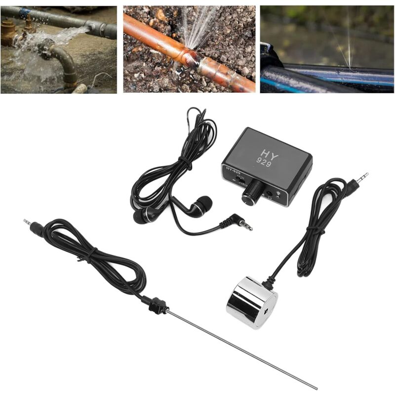 Tigrezy - Conduite D'Eau Detecteur De Fuite Capteur Moniteur Testeur Kit Double Sondes Ecouteurs Haute Sensibilite Pipeline Eau Locator Kit, Eu Plug