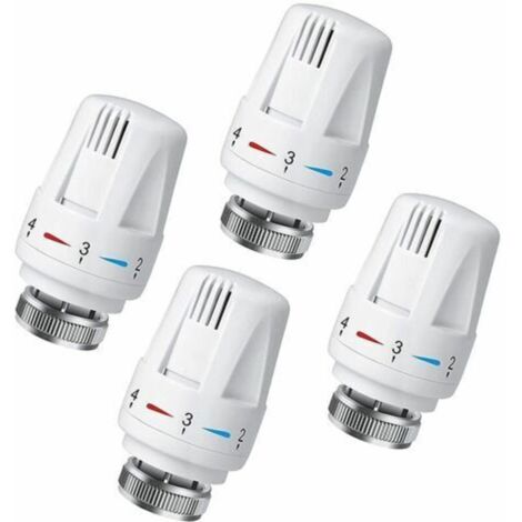 Tigrezy - Confezione da 4 testine termostatiche collegate, accessori per valvole termostatiche per radiatori, testine di ricambio per valvole termostatiche per termostati M30 x 1.5, bianche