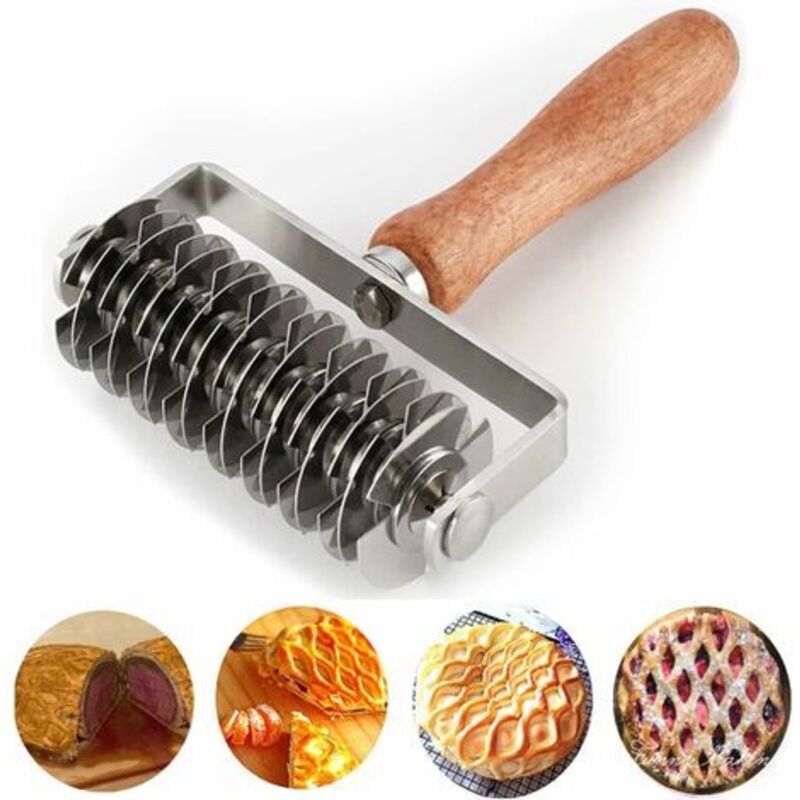 Tigrezy - Coupeur de rouleau à carreaux de pâtisserie - coupeur de rouleau à carreaux de pâte en acier inoxydable pour tarte, pizza, pain, boeuf