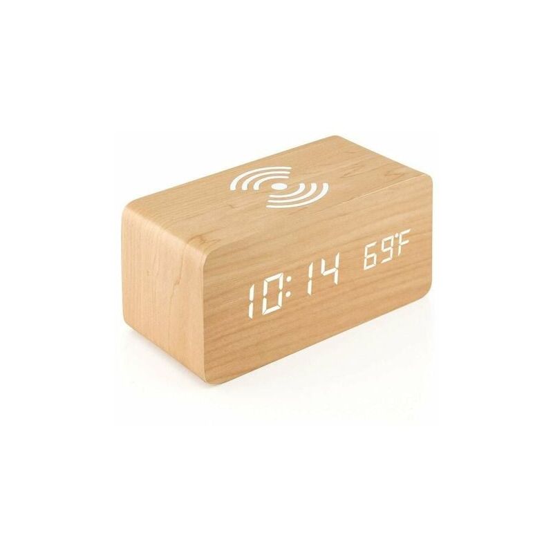Digital Alarm Clock With Wireless Charger Led Desk Alarm Clock Temperature Display - Tigrezy